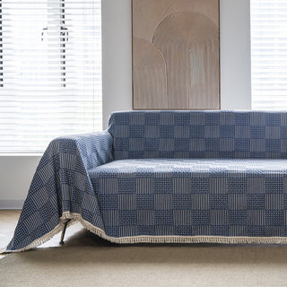 Textured Indigo Patchwork Sofa Cover