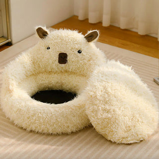 Alpaca Shaped Fluffy Plush Warm Removable Dog & Cat Bed