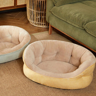 Extra Heightened Warm Surround Plaid Pet Bed Dog Calming Bed