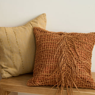 Leather Tassel Cushion Cover