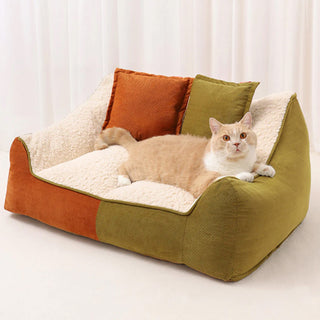 Warm Cozy Multi-Pet Double Pillows Dog & Cat Sofa Bed