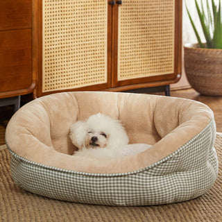 Extra Heightened Warm Surround Plaid Pet Bed Dog Calming Bed