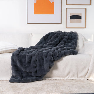 Plush Faux Rabbit Fur Throw Blanket