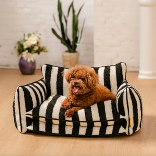 Trendy Striped Faux Lambswool Double Layer Dog & Cat Sofa Bed