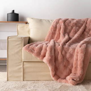 Plush Faux Rabbit Fur Throw Blanket