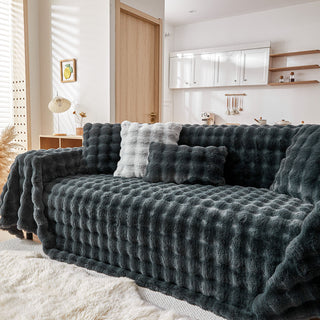 Cozy Faux Fur Ripple Sofa/Couch Cover