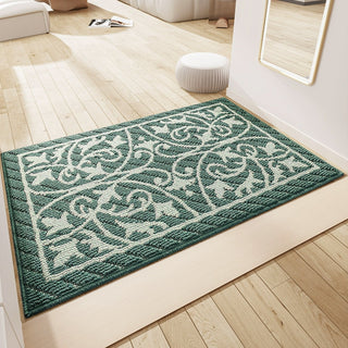 Easy Clean Rug Ornate Embossed Floral Durable Non-Slip Pet-Friendly Indoor Area Outdoor Doormat