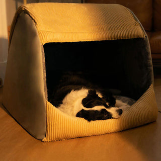 Warm Flannel Detachable Semi-Enclosed Large Dog Bed